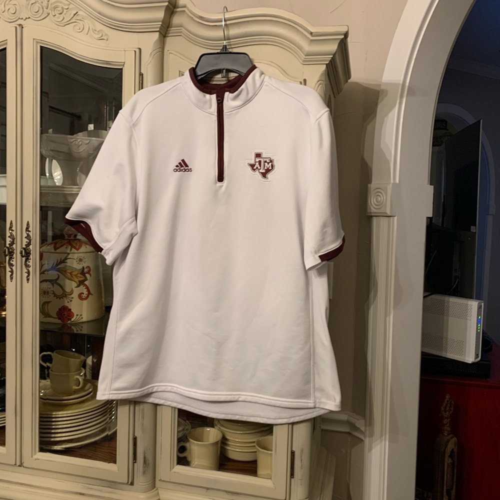 Adidas White and Maroon Men's Shirt